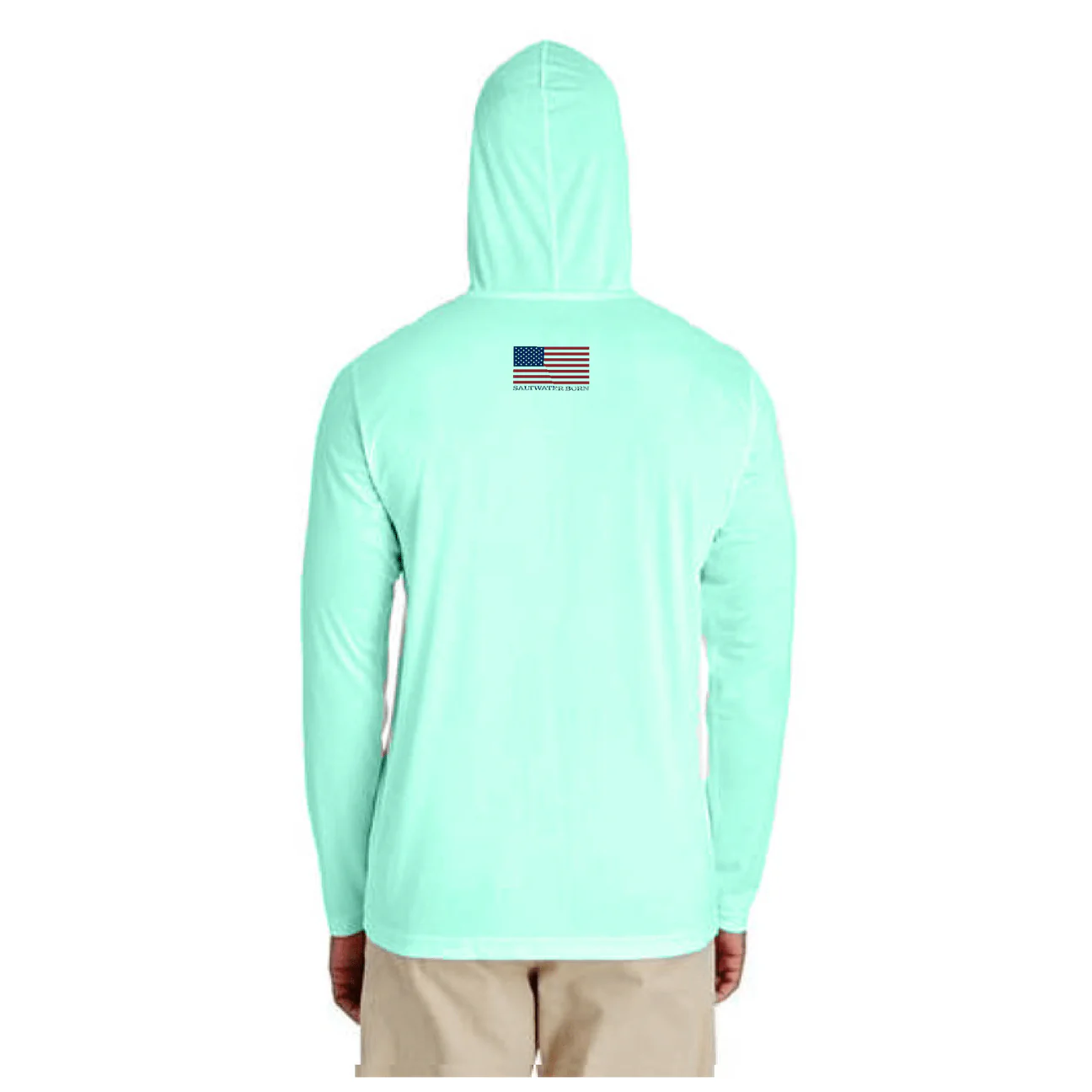 Miami Orange and Green Long Sleeve UPF 50+ Dry-Fit Hoodie - Image 6