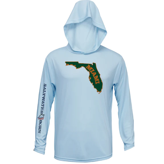 Miami Orange and Green Long Sleeve UPF 50+ Dry-Fit Hoodie - Image 7
