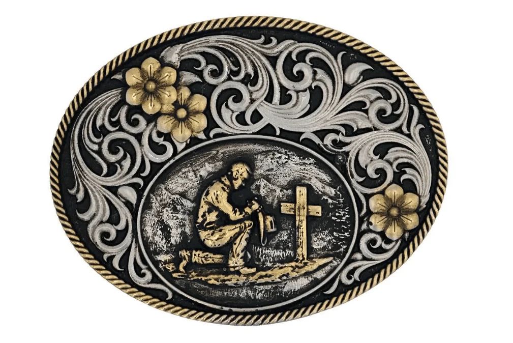 Montana Silversmiths Men's Christian Cowboy In the Wilderness Attitude Buckle A899