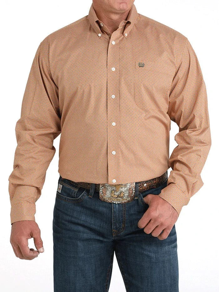 Cinch Men's Brown Geometric Button Down Western Shirt MTW1105980