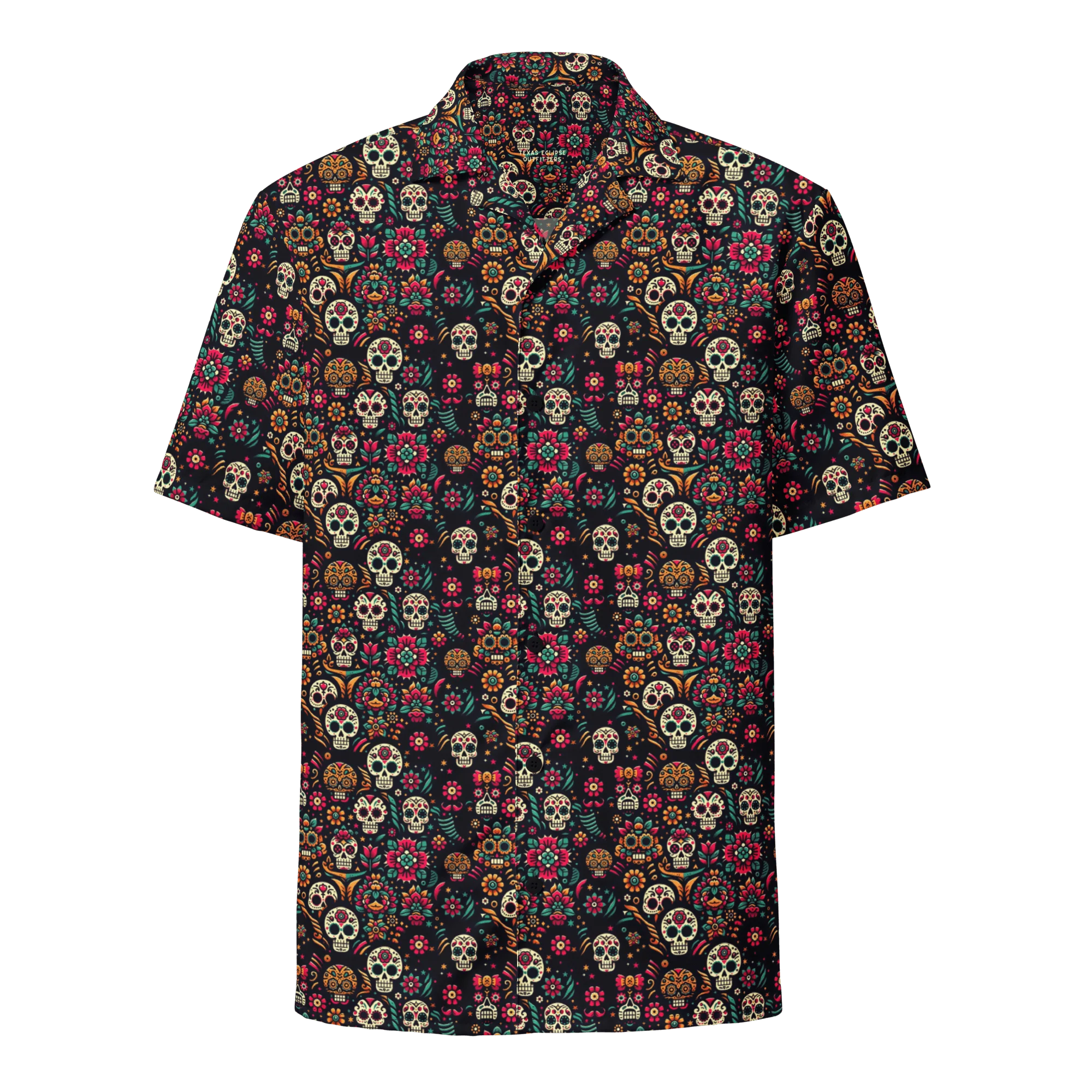 Night Calavera: Dark Skulls Button-Up Shirt