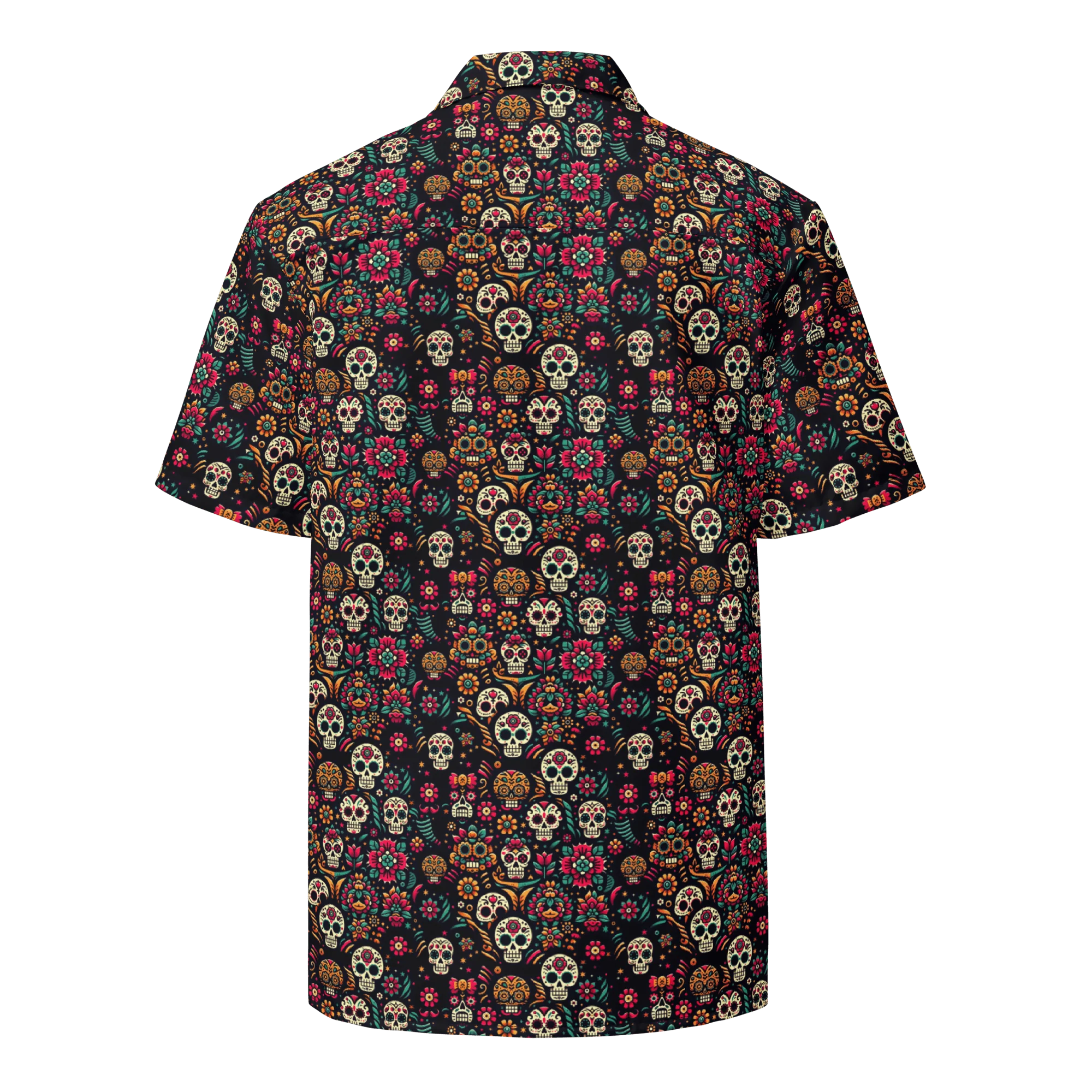 Night Calavera: Dark Skulls Button-Up Shirt - Image 2