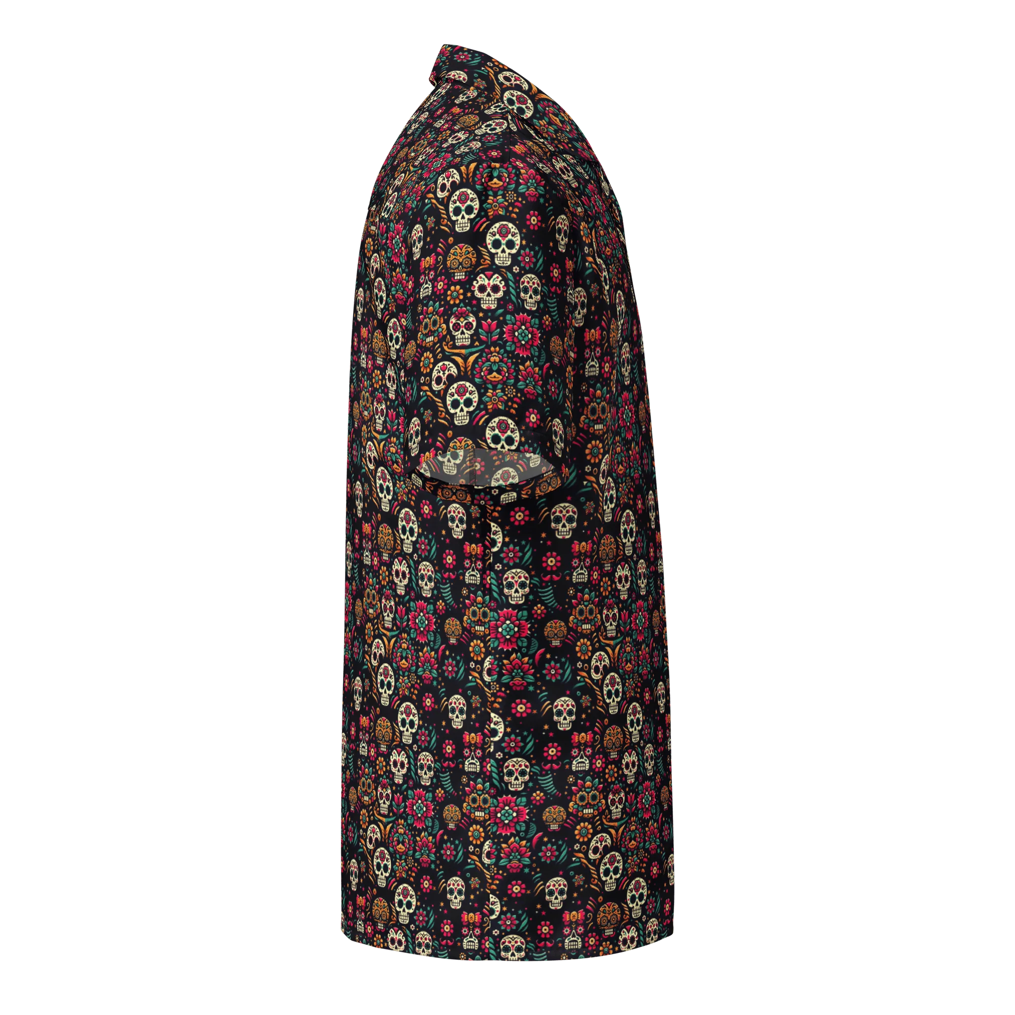 Night Calavera: Dark Skulls Button-Up Shirt - Image 3