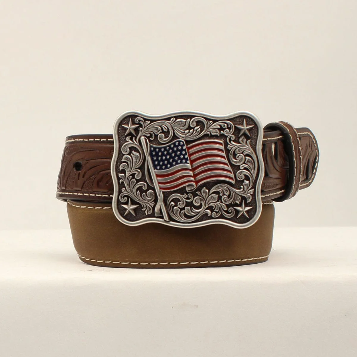 Nocona Kids Medium Brown Flag Western Belt N4440344