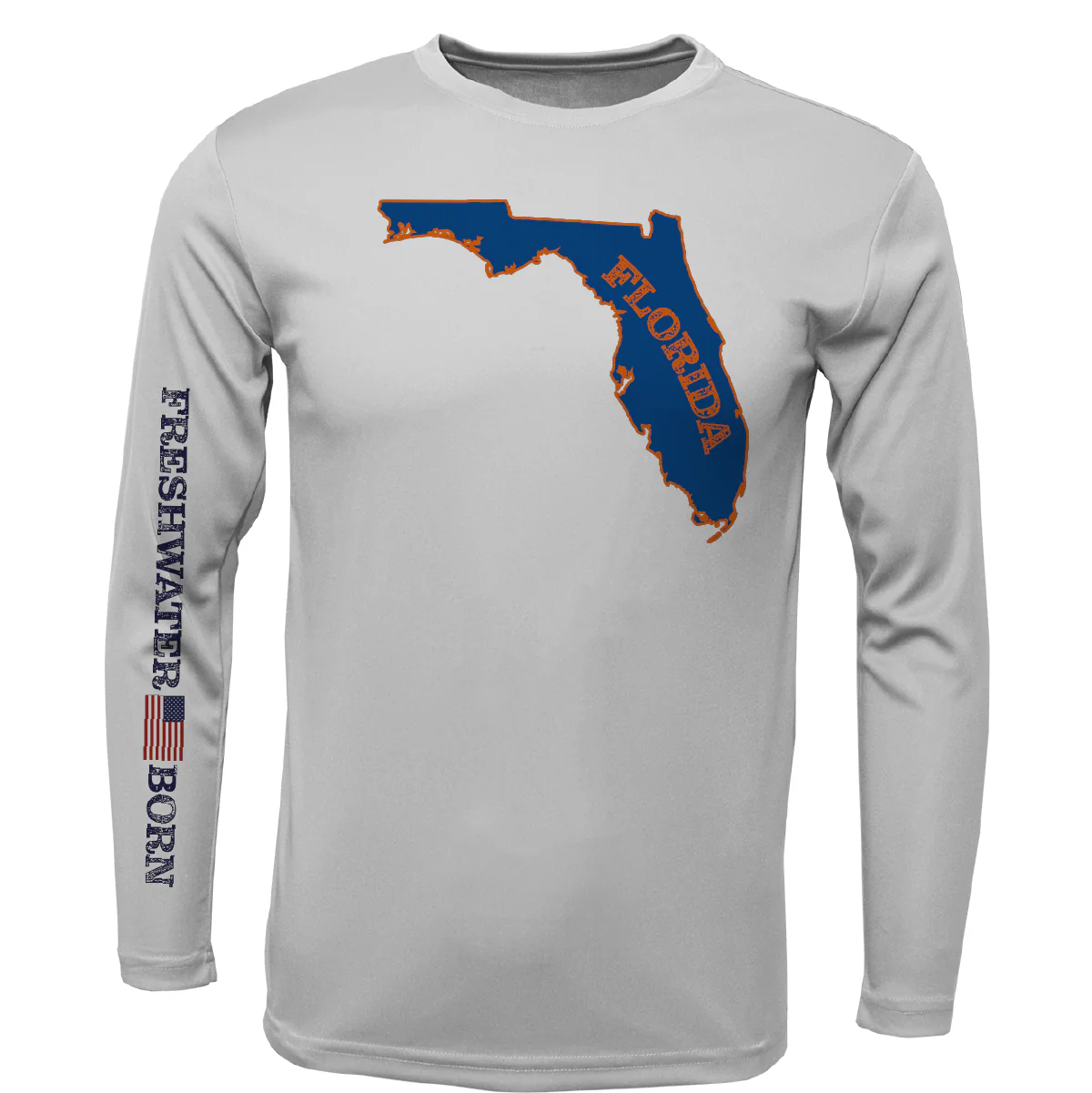 Orange and Blue Freshwater Born Men's Long Sleeve UPF 50+ Dry-Fit Shirt - Image 5