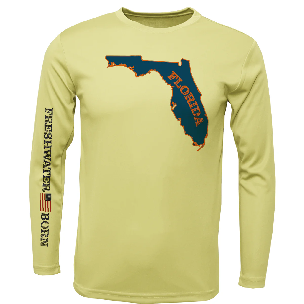 Orange and Blue Freshwater Born Men's Long Sleeve UPF 50+ Dry-Fit Shirt - Image 9