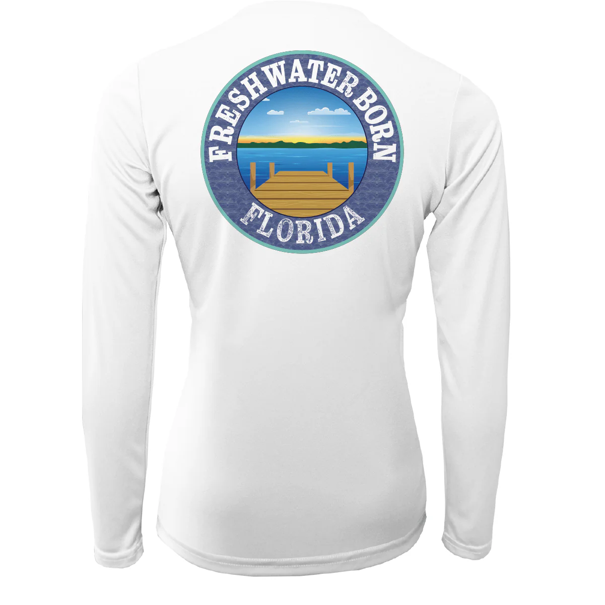 Orange and Blue Freshwater Born Women's Long Sleeve UPF 50+ Dry-Fit Shirt - Image 2