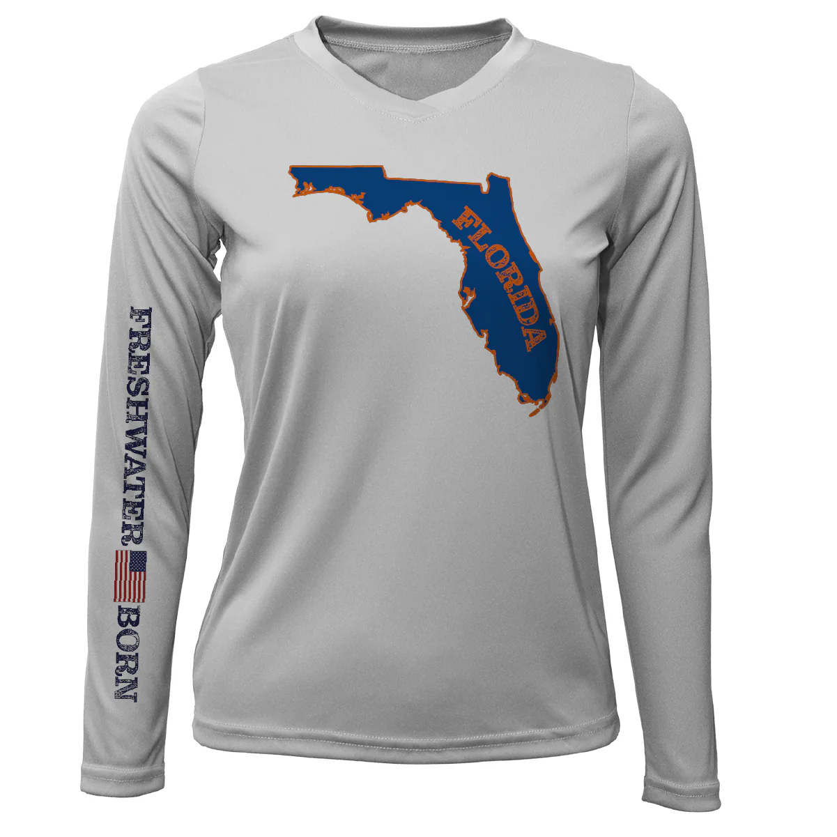 Orange and Blue Freshwater Born Women's Long Sleeve UPF 50+ Dry-Fit Shirt - Image 5
