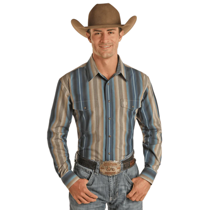 Panhandle Men's Slim Fit Stripe Long Sleeve Western Snap Shirt PMN2S02324