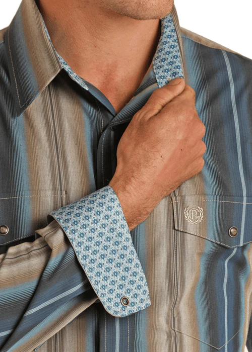 Panhandle Men's Slim Fit Stripe Long Sleeve Western Snap Shirt PMN2S02324 - Image 2