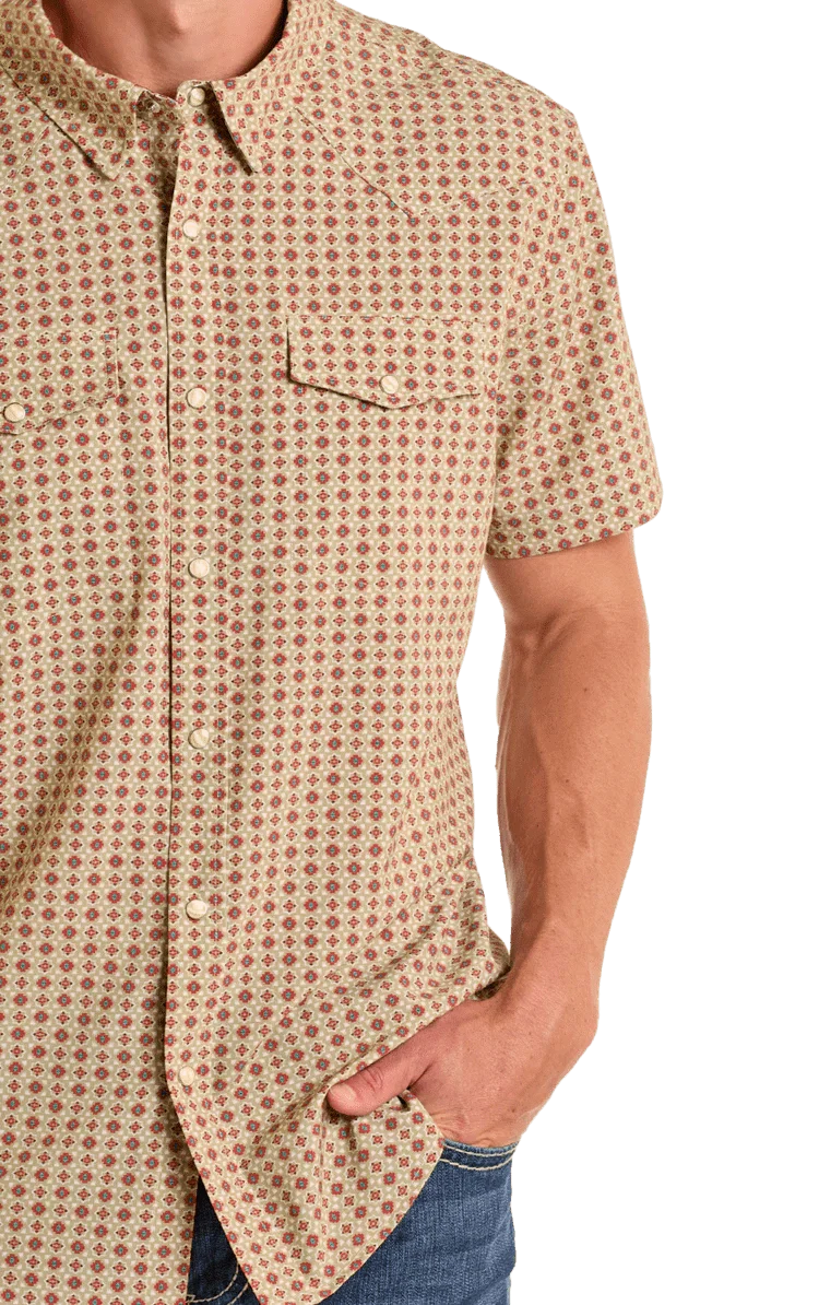 Panhandle Slim Men's Aztec Geo Short Sleeve Snap Performance Shirt TMN3S06518 - Image 3