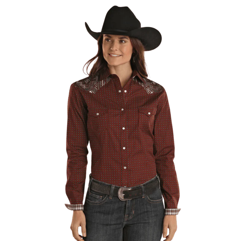 Panhandle Women's Geo Print Long Sleeve Western Snap Shirt RWN2S02205