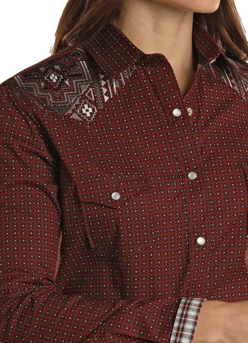 Panhandle Women's Geo Print Long Sleeve Western Snap Shirt RWN2S02205 - Image 2