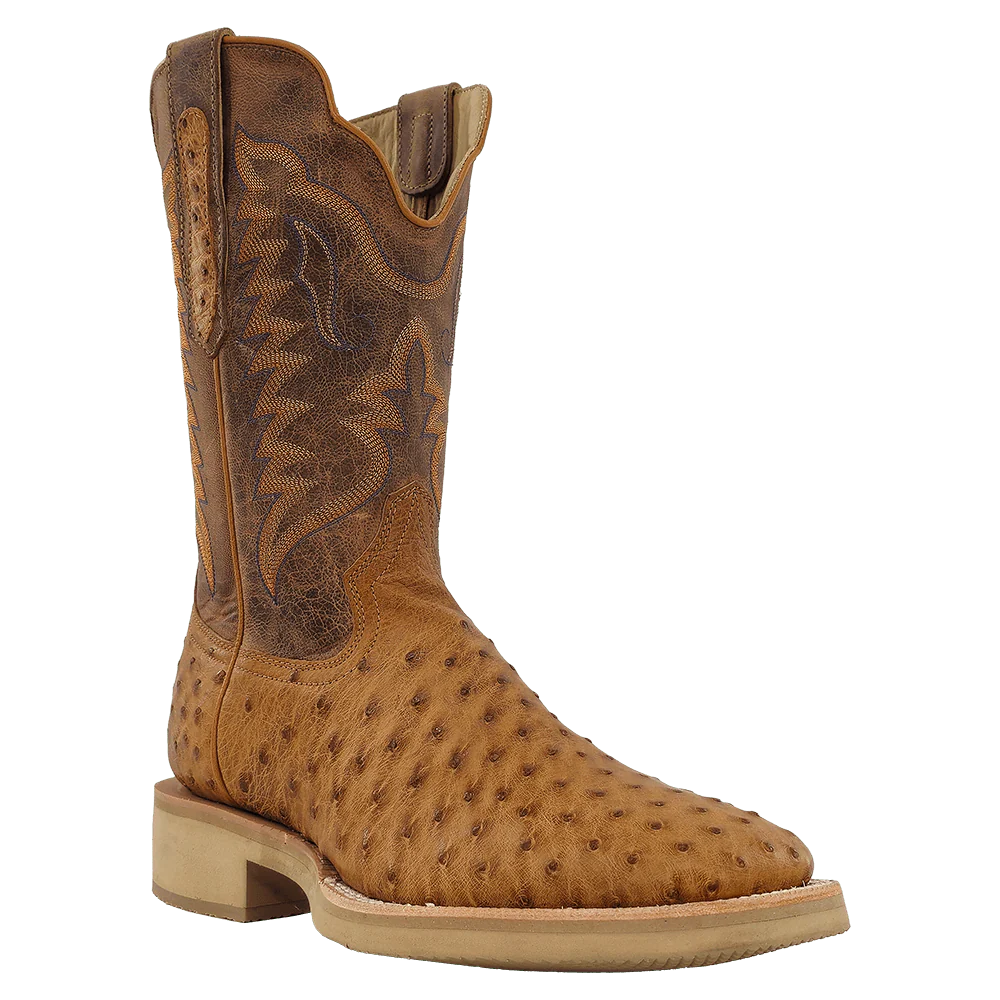R Watson Men's Antique Saddle Full Quill Ostrich Exotic Boots RW4540-2