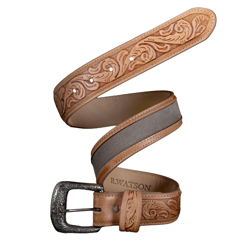 R. Watson Men's Charcoal Suede Belt RWB2320