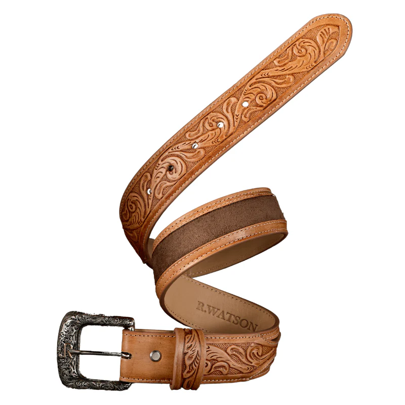 R. Watson Men's Chocolate Suede Belt RWB2318