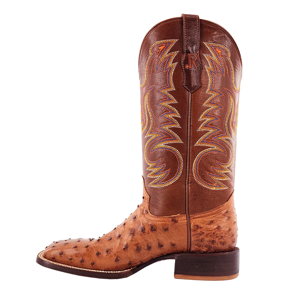 R Watson Men's Cognac Bruciato Full Quill Ostrich Exotic Boots RW4502-2 - Image 3