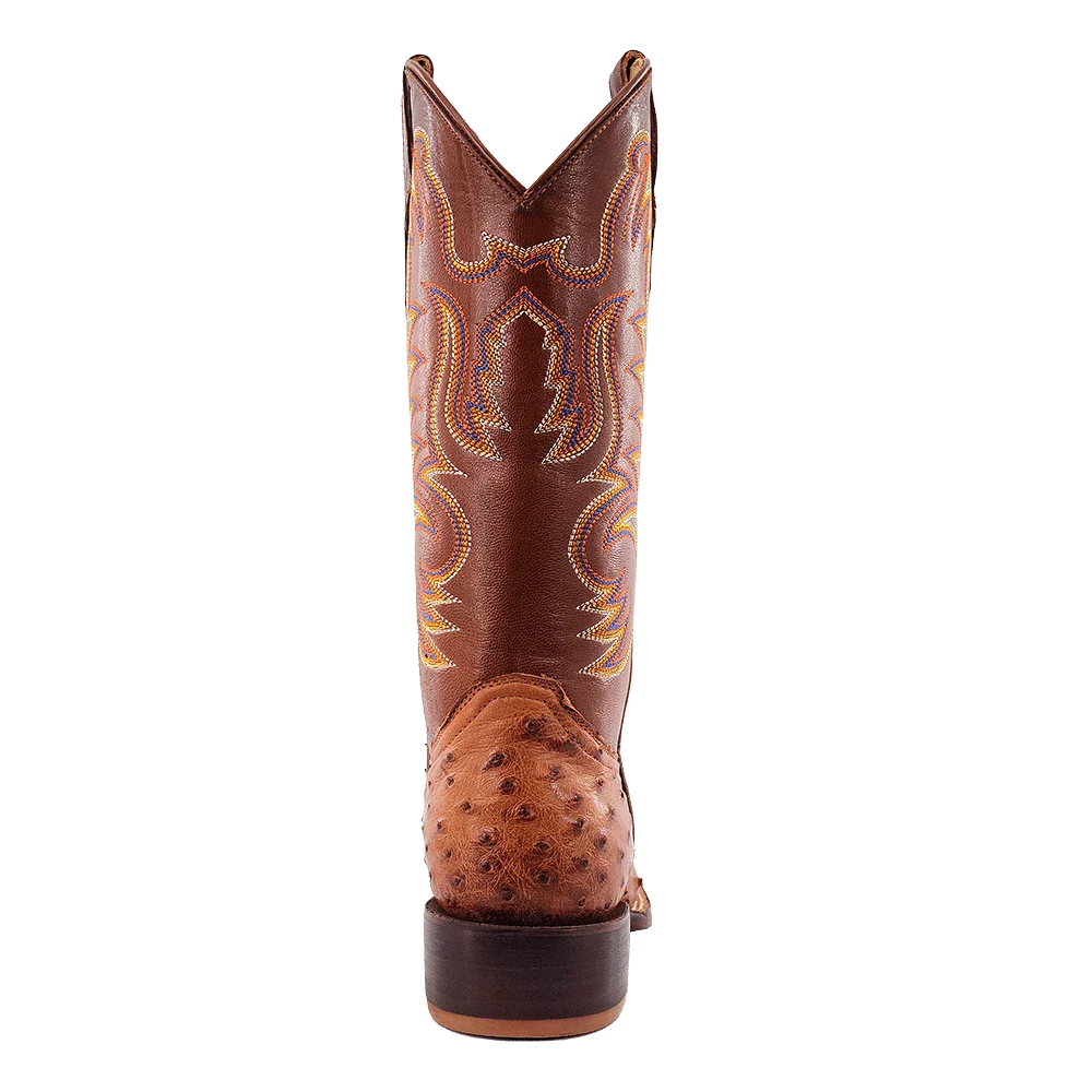 R Watson Men's Cognac Bruciato Full Quill Ostrich Exotic Boots RW4502-2 - Image 4