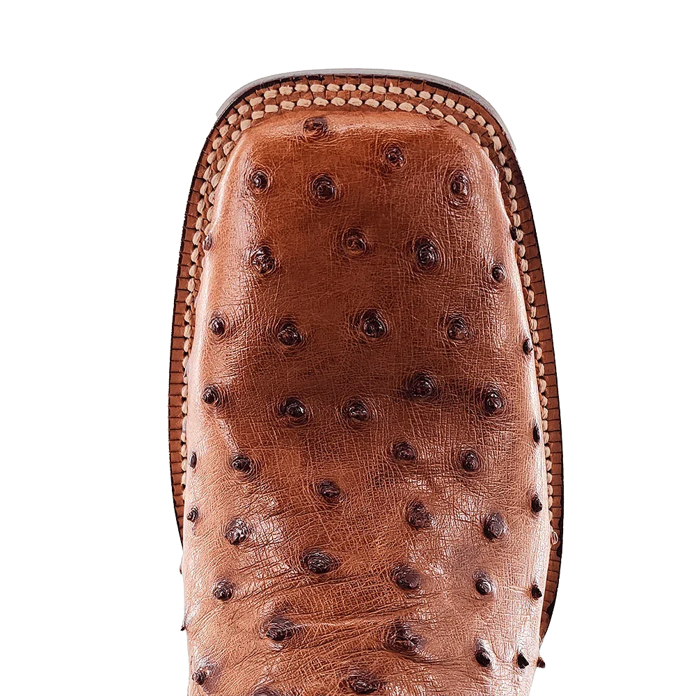 R Watson Men's Cognac Bruciato Full Quill Ostrich Exotic Boots RW4502-2 - Image 6