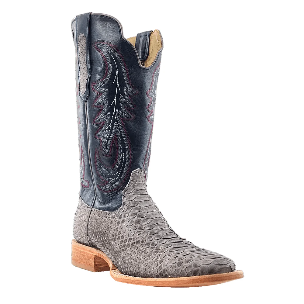 R. Watson Men's Grey Sueded Back Cut Python Boots RW7914-2