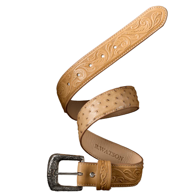 R. Watson Men's Ostrich Bruchiato Oryx Belt RWB2313