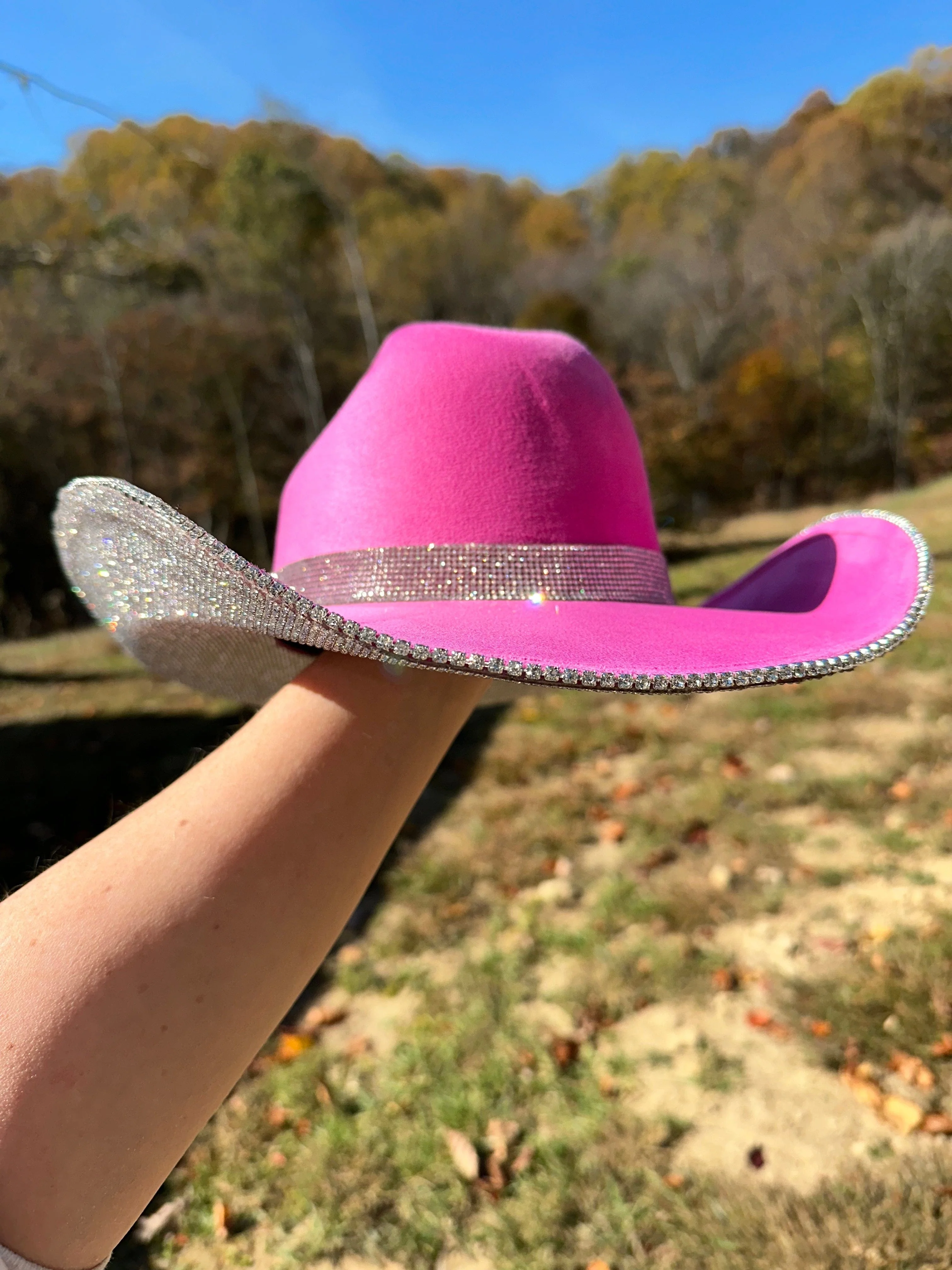 Rhinestone Cowgirl Women's Barbie Pink Hat & Crystal Cowgirl Hat - Image 2