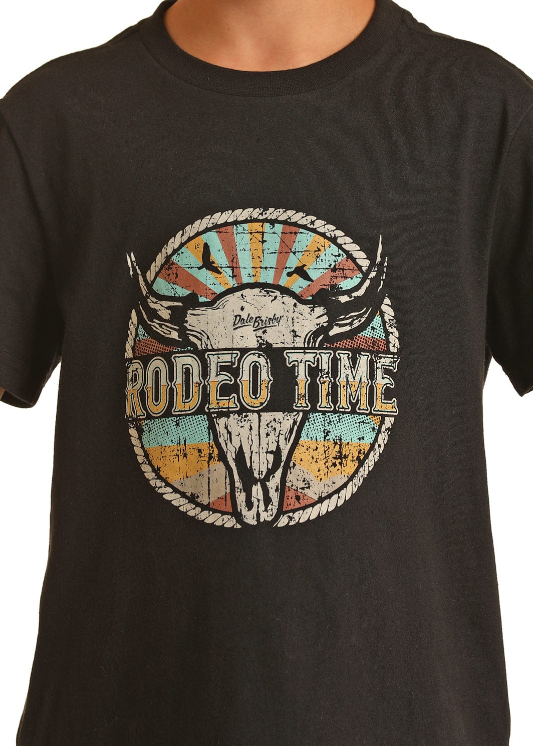 Rock & Roll Cowboy Boy's Dale Brisby Rodeo Time Black T-Shirt RRBT21R12V - Image 2