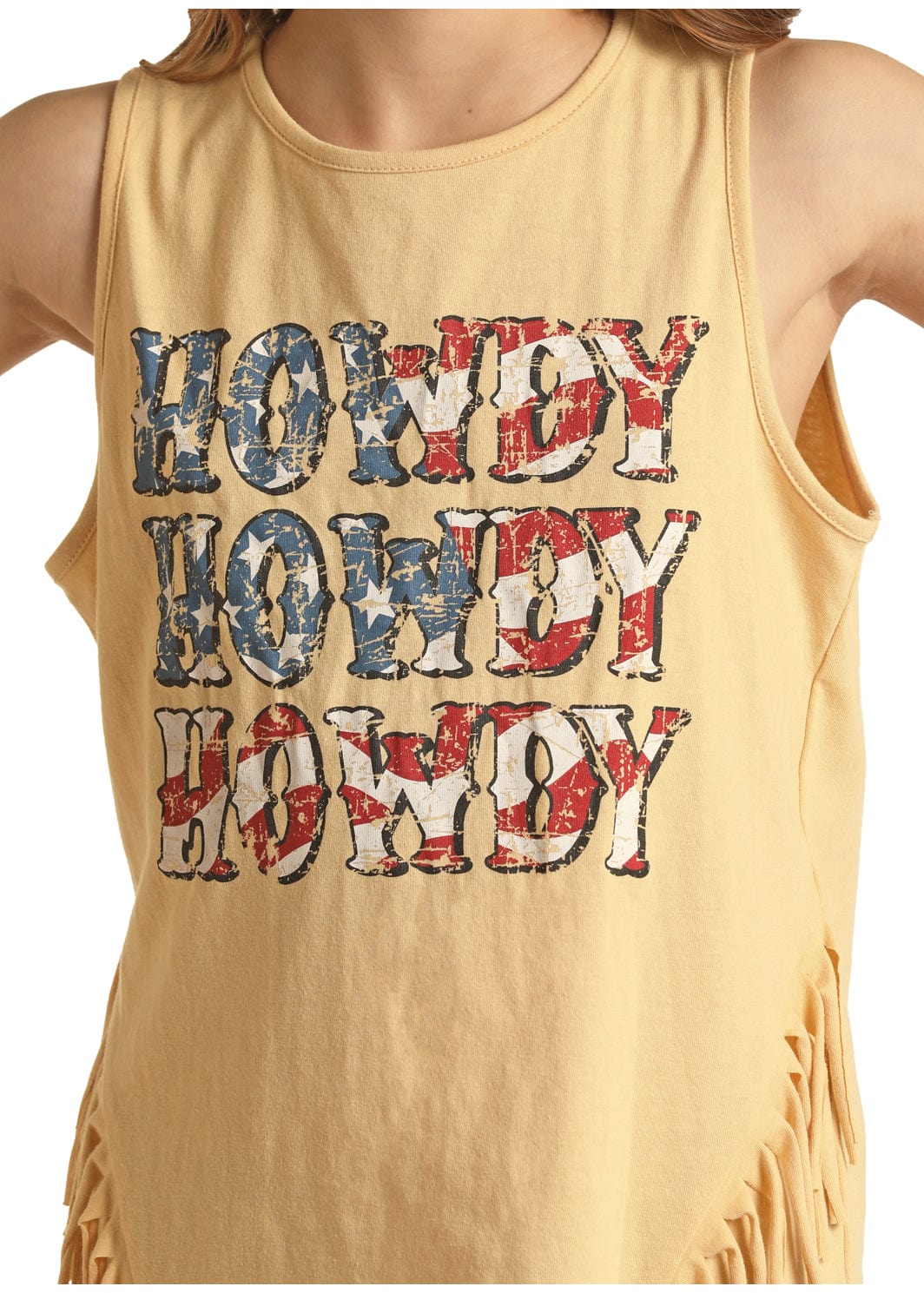 Rock & Roll Cowgirl Girl's Howdy Sunshine Fringe Tank RRGT20R110 - Image 2