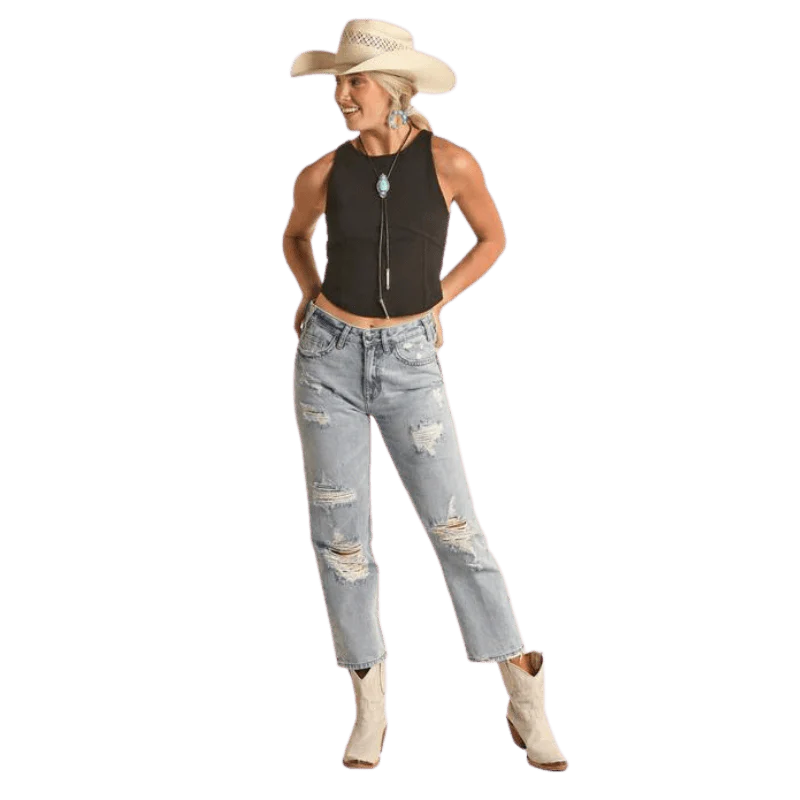 Rock & Roll Cowgirl High Rise Straight Leg Jeans RRWD9HR1C8