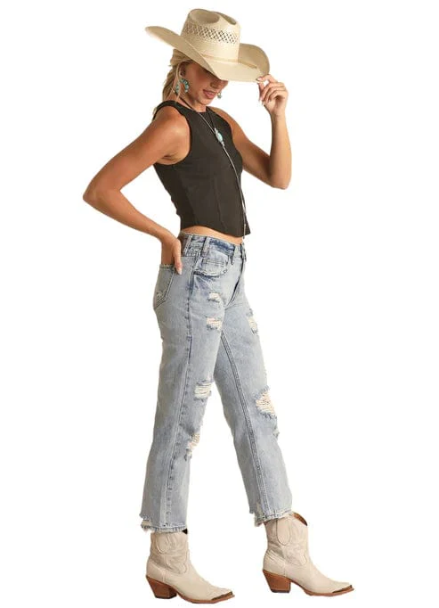Rock & Roll Cowgirl High Rise Straight Leg Jeans RRWD9HR1C8 - Image 2