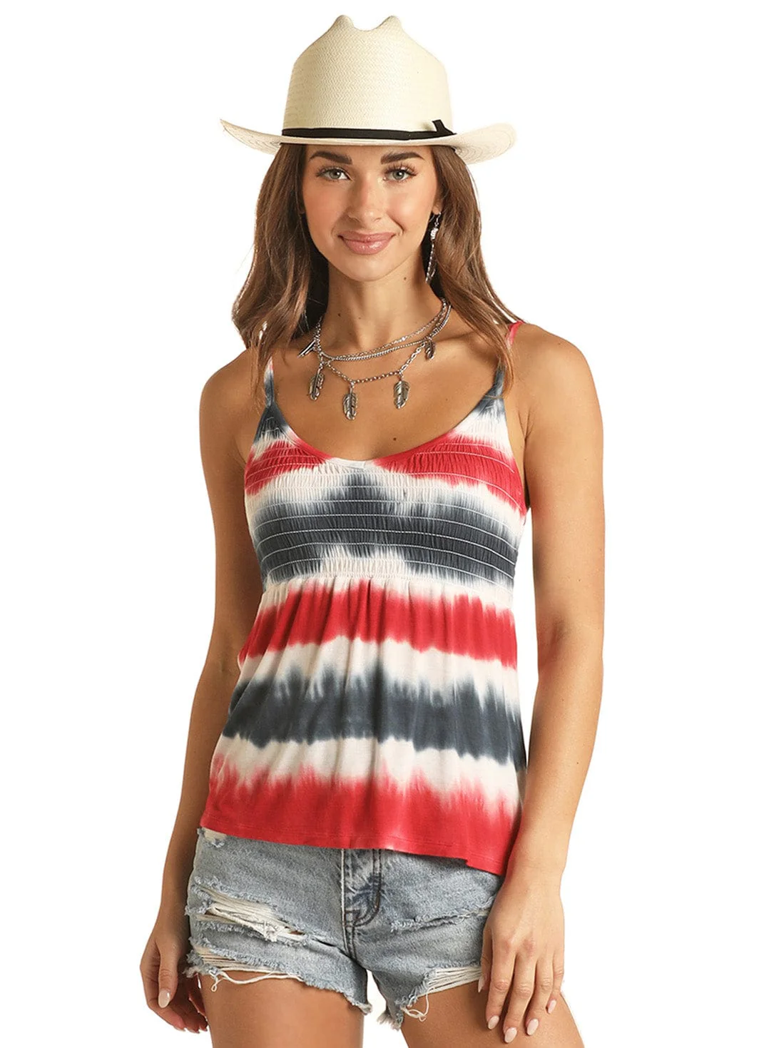 Rock & Roll Cowgirl Women's Americana Tie Dye Tank RRWT20RZNQ