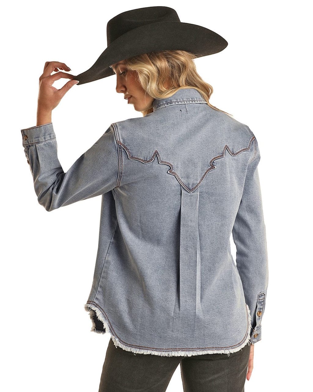 Rock & Roll Cowgirl Women's Denim Long Sleeve Button Down Shirt BWB2D02275 - Image 2