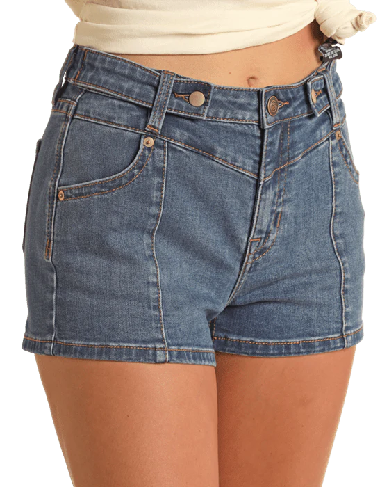 Rock & Roll Cowgirl Women's High Rise Extra Stretch Denim Shorts RRWD68R175 - Image 4