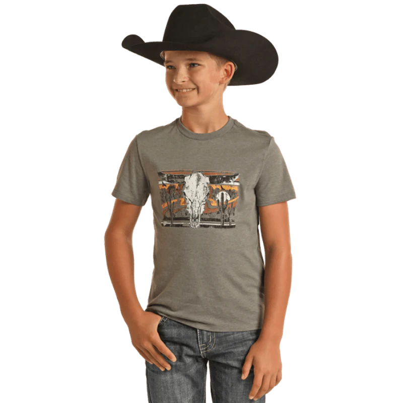 Rock & Roll Denim Boys Grey Desert Graphic T-Shirt BB21T02280
