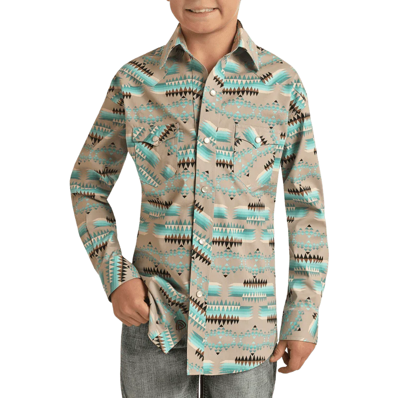 Rock & Roll Denim Boy's Vintage Aztec Long Sleeve Western Snap Shirt RRBSOSR0Q0