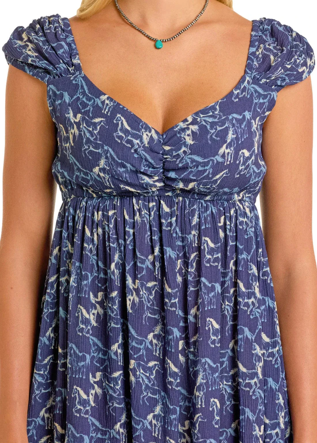 Rock & Roll Denim Women's Blue Horse Print Mini Dress BWD1R06300 - Image 3