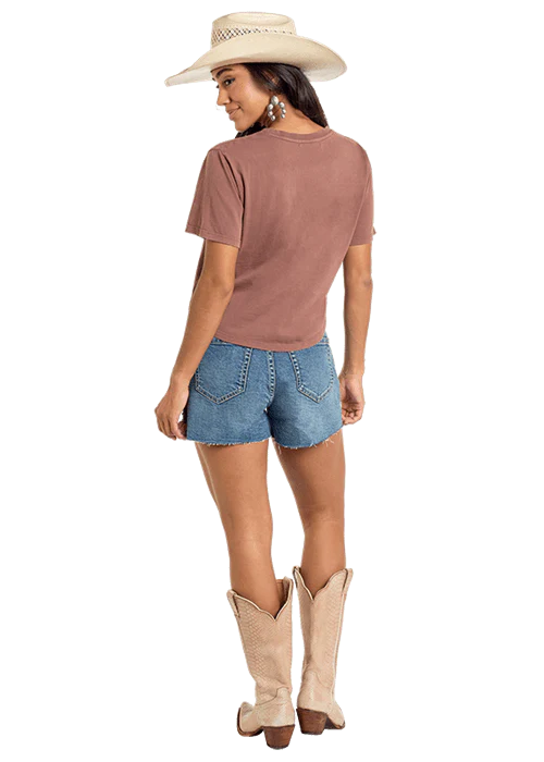Rock & Roll Women's Brown Cowhide Star Graphic Tee BW21T06313 - Image 3