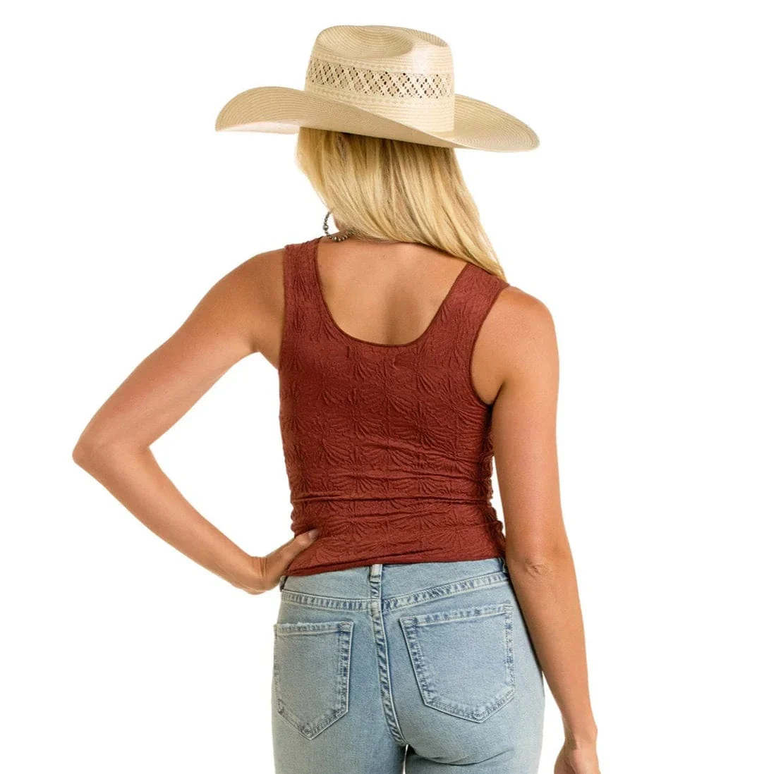 Rock & Roll Women's Brown Floral Knit Tank BW20T05881 - Image 2