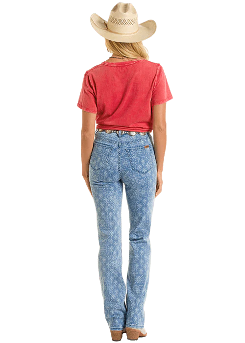 Rock & Roll Women's Red Western Graphic Tee BW21T06467 - Image 3