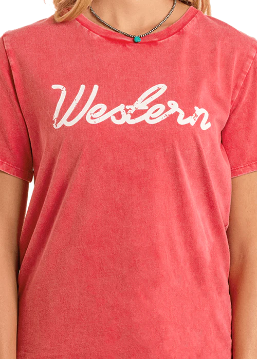 Rock & Roll Women's Red Western Graphic Tee BW21T06467 - Image 4