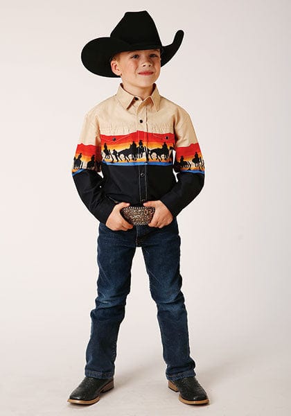 Roper Boys Vintage Scenic Print Long Sleeve Western Snap Shirt 03-030-0421-0612 BL - Image 2