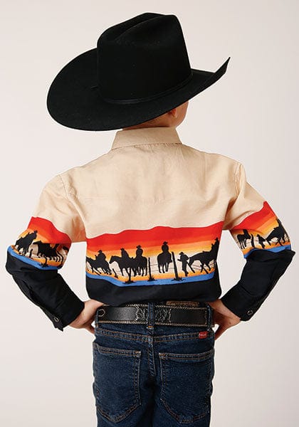 Roper Boys Vintage Scenic Print Long Sleeve Western Snap Shirt 03-030-0421-0612 BL - Image 3