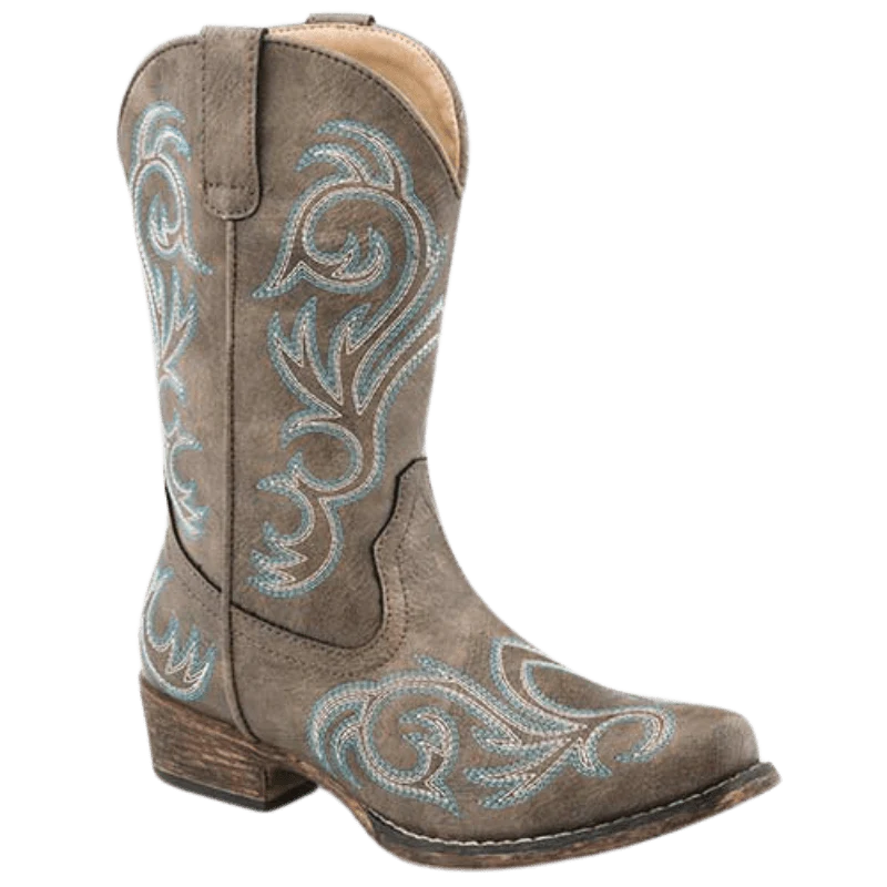 Roper Little Kids Riley Brown Snip Toe Western Boots 09-018-1566-2025 BR