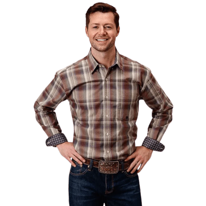 Roper Men's Amarillo Spiced Plum Cider Plaid Long Sleeve Button Up Shirt 03-001-0379-7027 MU