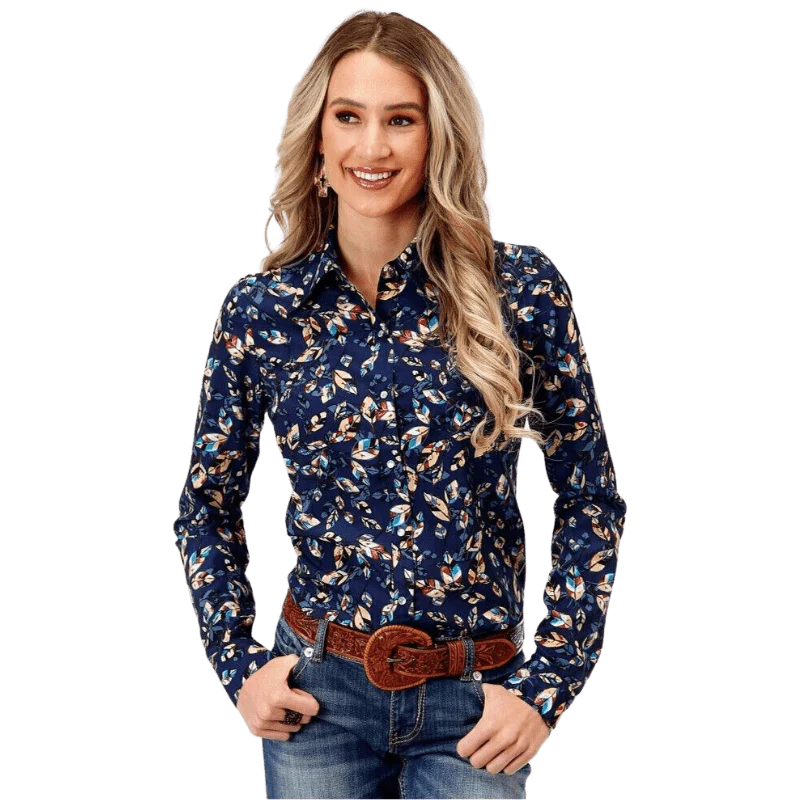 Roper Women's Foliage Blue Long Sleeve Western Snap Shirt