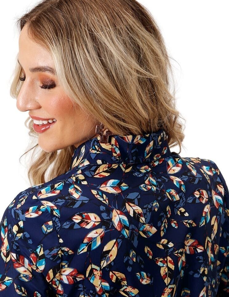 Roper Women's Foliage Blue Long Sleeve Western Snap Shirt - Image 2