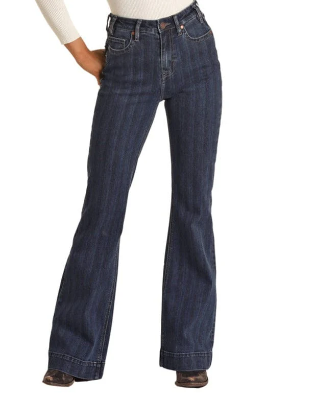Rock & Roll Cowgirl Women's Striped High Rise Trouser RRWD5HRZQN