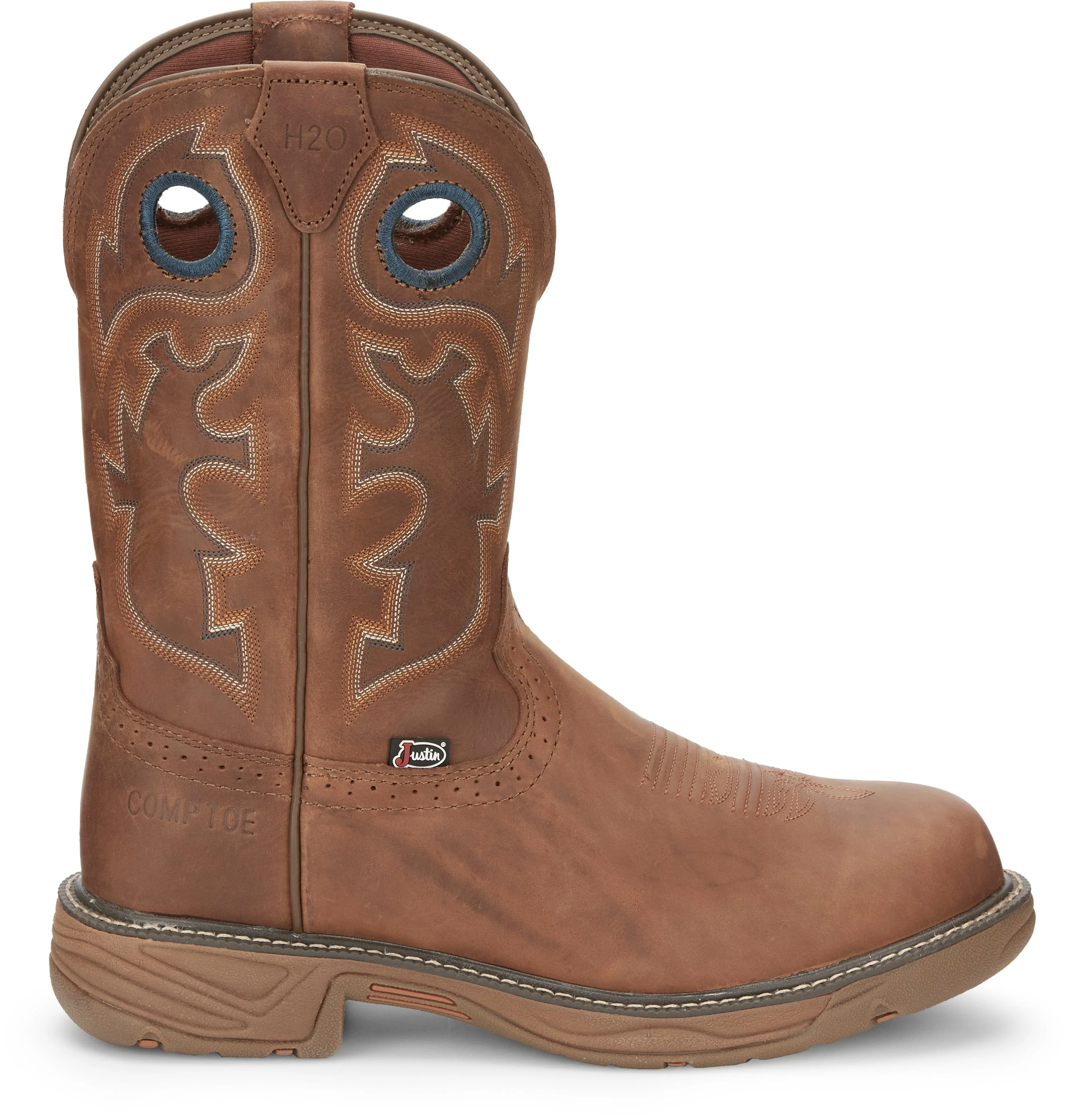 Justin Men's Stampede Rush Barley Brown Waterproof Nano Composite Toe Work Boots SE4334 - Image 3