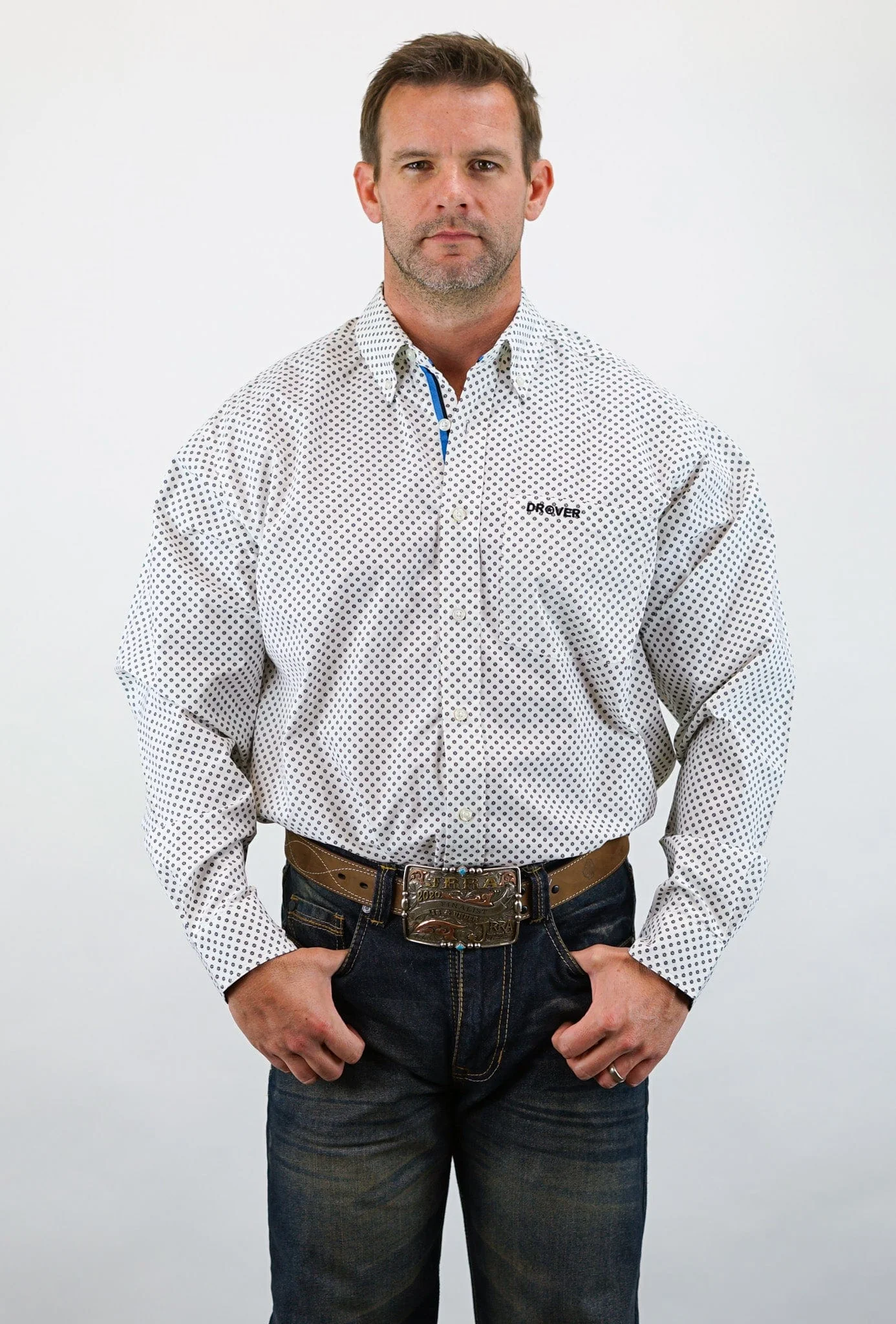 Signature Series - Ambush - Print, Option Cuff, Classic Fit Shirt (White w/ Black Flowers) - Image 3