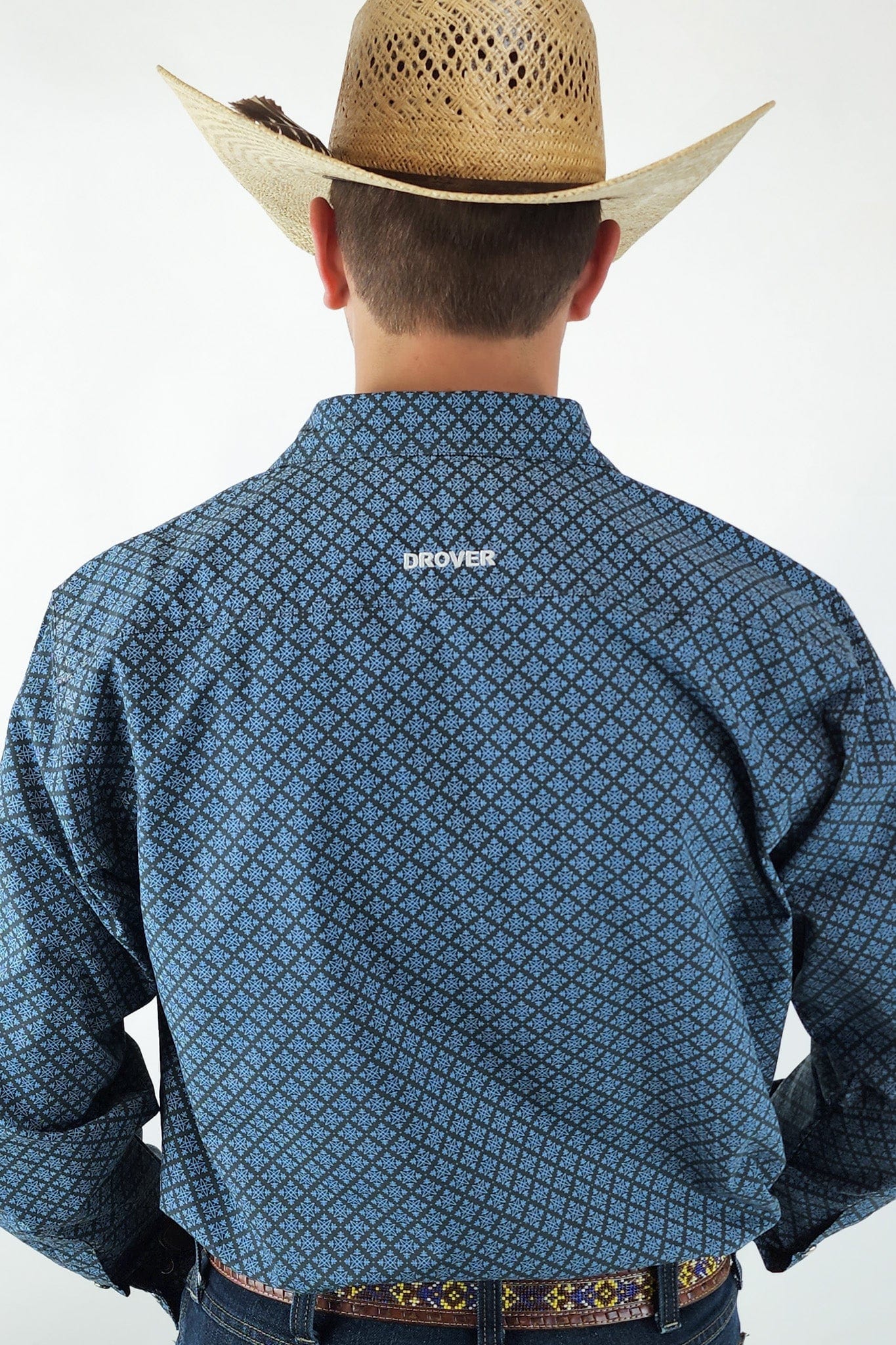 Signature Series - Bandero -Slate Gray and Blue Pearl Snap, Print, Classic Fit Shirt - Image 4